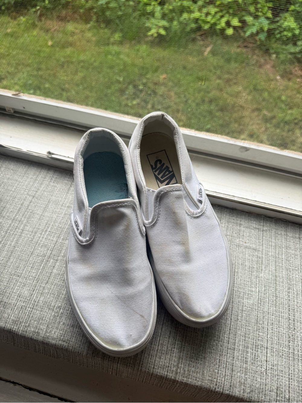Vans White Canvas Slip-On Loafers